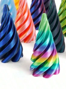 1 pièce de décoration d'arbre de Noël en forme de cône spiral imprimé en 3D en matériau plastique, convenant pour la décoration de bureau et de maisons de vacances. Convient pour les fêtes de Thanksgiving, d'anniversaire, de la Saint-Valentin, de Noël, de mariage, de printemps, d'Halloween et les fêtes pour adultes.