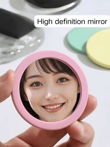 3/1 pezzi Specchio compatto portatile alla moda in silicone, in più colori, adatto per uso domestico e da viaggio, design con manico largo e superficie dello specchio ad alta definizione, per trucco/cura, decorazione soggiorno/camera da letto/bagno, accessori da viaggio, matrimoni/feste/compleanni/regali per lui/lei/amici/insegnanti/Capodanno, idea regalo divertente