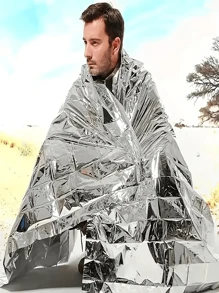 1 Stück Outdoor Notfall-Überlebensdecke für Menschen mit Silbereffekt, tragbare Outdoor-Notfalldecke, multifunktionale Isolationsdecke, silberner Regenmantel-Notfallausrüstung für Wanderungen