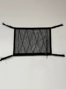 Black Car Ceiling Cargo Net, Reinforced Load-Bearing & Non-Sagging Dual-Layer Mesh Car Roof Storage Organizer, Car Ceiling Cargo Net, Car Roof Storage Organizer For Long-Distance Travel & Camping, Interior Accessories, Car Supplies, Car Interior Accessories, Car Organizing Accessories