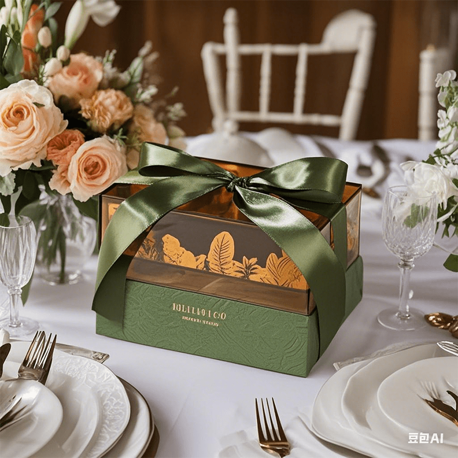 Window-Style Ribbon Gift Box, With Raffia Grass, Wedding/Festival/Birthday Gift Packaging Box, Gift Display Box For Friends, Couples, Family, Colleagues And Classmates