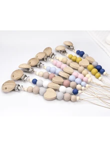 1 Personalized Heart Pacifier Clip Custom Baby Pacifier Clip DIY Custom Name Mouth Clip Mouth Chain - Friend Gift/Comfort Gift/Wooden Chain Gift/Holiday Gift/Birthday Gift/New Year Gift, Christmas Gift Baby's First Gift, Super Cute Back To School
