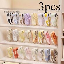 3pcs 4-Grid Transparent Shoe Rack, Acrylic Shoe Storage Rack, Suitable For Various Room Types