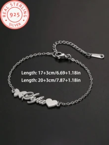 Customized Name Bracelet With Butterfly And Heart Charm, Simple And Elegant Style For Daily Wear, Perfect Birthday Gift, Holiday Gift, Valentine's Day Gift, Mother's Day Gift, Christmas Gift - Multicolor - View 2