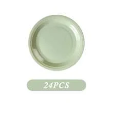 24-częściowy zestaw akcesoriów na imprezę tematyczną w kolorze szałwii zielonej, zestaw na imprezę z okazji ukończenia szkoły w kolorze szałwii zielonej, zawiera 7/9-calowe talerze imprezowe, serwetki imprezowe, kubki imprezowe, odpowiednie na przyjęcie urodzinowe, spotkania rodzinne, piknik na świeżym powietrzu, dekoracje na przyjęcie urodzinowe, dekoracje na ceremonię zaręczynową, zestaw dekoracji na przyjęcie