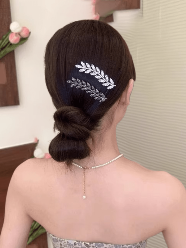 4 pezzi Fermagli per capelli con decorazioni in cristallo a forma di spiga di grano. Fermagli laterali con un senso di lusso ed eleganza, che emanano un'aria di raffinatezza. Fermagli per capelli dritti e lucidi per l'uso quotidiano. Accessori per capelli, mollette, fermagli per capelli, fermagli per capelli, pinze per capelli