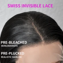 200 密度无胶前假发真人发散深波浪预剪，13x4 13*6 4*4 5x5 高清透明全蕾丝闭合假发处女巴西人发预拔，预漂白结耐高温纤维合成混合假发适合女性自然发际线万圣节圣诞节 - 自然色&黑色系 - 查看 6