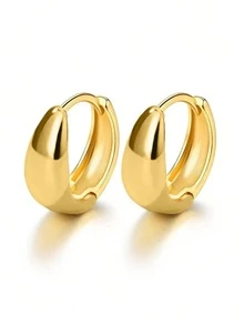 1 Đôi bông tai bạc 925 Sterling, dày 10mm-16mm, kiểu dáng tròn, quà tặng kỷ niệm/sinh nhật cho bạn gái, bông tai đeo hàng ngày và hẹn hò, trang sức tinh tế. - vòng tròn dày - Xem 8