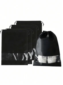 Transparent Plastic Shoe Storage Bags, Travel Shoe Packing Bags, Drawstring Shoe Organizer Bags, Unisex Shoe Storage Pouches, Essential For Travel, Beach, Vacation And Back To School Shoe Bag Travel Organizer Drawstring Shoes Pouch Shoes Cover Portable Dust-Proof For Men For Women Packing Cubes Travel Essential Cruise Essentials Vacation Essentials - Multicolor - View 3