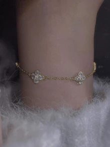 1pc Delicate Four Leaf Clover Bracelet Ladies Jewelry For Women 925 Sterling Silver Lucky Chain Bracelet Fine Jewelry Gift For Sisters Friendship