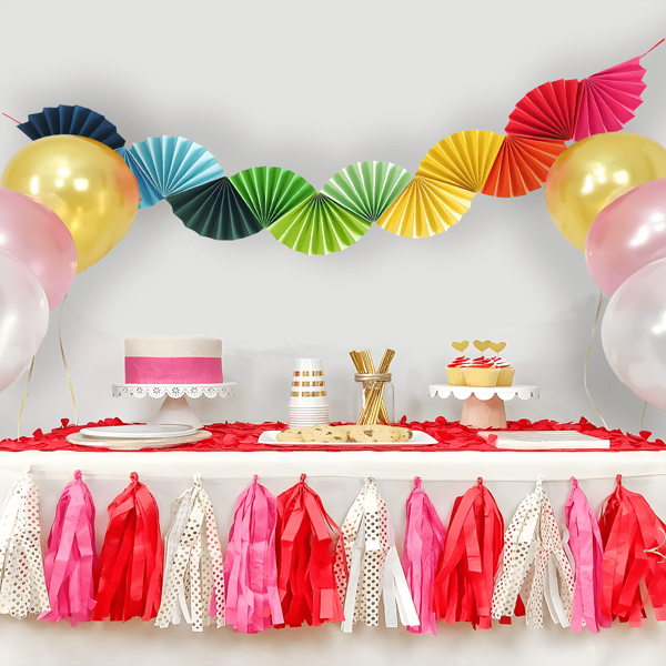 Dekoratives Papier Girlande/Zugflagge, Hängende Dekoration, Partyventilator Hintergrund, geeignet für Hochzeit, Geburtstag, Innenraum Wohnzimmer Schlafzimmer Dekoration, Papier Fächer Dekoration, Partykulisse, Picknick, Geburtstag, Frühling