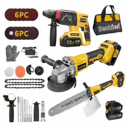 Seokiwi Kit de martillo rotativo inalámbrico, amoladora angular y motosierra