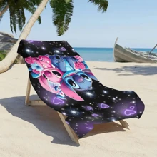 1 pieza Toalla de playa de microfibra con estampado de personaje de dibujos animados Stitch - de secado rápido, diseño absorbente, perfecto para yoga, viajes, natación, fitness, camping - regalo ideal para el Día de San Valentín, imprescindible de playa de verano, toalla de playa | Diseño juguetón | Tela de secado rápido, toalla de playa