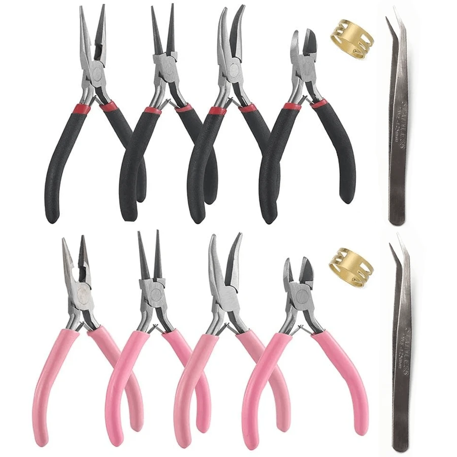 6pcs/Set Jewelry Pliers Tools Kit Needle Chain Round Nose Pliers Tweezers With Open Rings For DIY Jewelry Making Repair Tool - 6pcs/set Tool Set - View 1