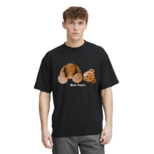 PLAYERA CAMISETA PALM LETRAS ANGELS URBANO UNISEX ALGODON DIBUJOS OSOS STREETWEAR - Blanco y Negro - Ver 1