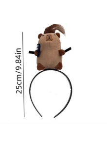 水豚头带水獭搞怪头饰创意毛绒公仔发夹可爱饰品 - 棕色 - 查看 6