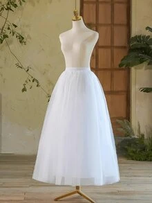 1 pieza Falda de tul de 1m de largo para uso diario, forro suave, para usar debajo de faldas y vestidos, blanco - Blanco - Ver 8