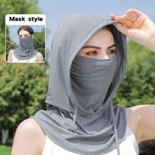 1pc 4-In-1 Full Face Sun Protection Neck Gaiter, UV-Proof, Ice Silk Breathable Face Mask For Cycling, Ear-Hook Design