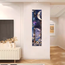 1 pieza Conjunto de tapiz con diseño de sol y luna, diseño de flores, arte estético, tapices verticales para colgar en la pared, banderas para decoración del hogar y dormitorio, de 59*15.7 pulgadas, de poliéster, incluye paquete de instalación gratis, decoración de habitación, decoración del hogar, decoración de la sala de estar, tapiz para la habitación, decoración de pared, decoración de dormitorio - Morado - Ver 5