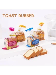 4pcs/Pack Children Bread Shaped Erasers, Cartoon Erasers, Mini Toast Erasers 3D Cute Erasers, Cartoon Pencil Erasers, Drawing Supplies, Kids Painter Artist Sketching Tools, Art Supplies, School Supplies, Kawaii Erasers