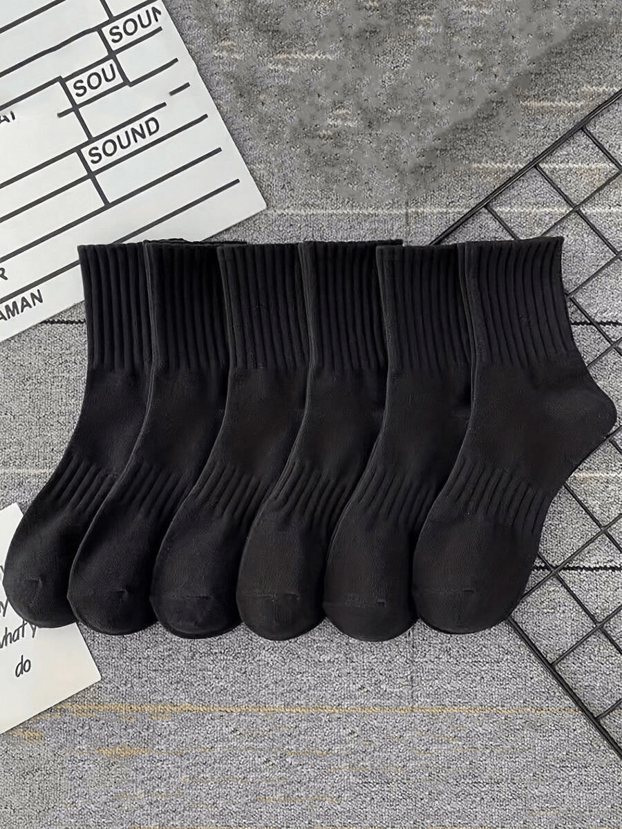 6 Pairs Of Pure Color Ribbed Socks, Comfortable And Breathable Knee-High Socks, Women's Long Socks And Silk Stockings