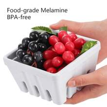 Set Of 2 Berry Basket, Melamine Berry Bowl With Holes, Square Kitchen Fruit Basket For Christmas, 5" Colander For Strawberry, Grape, Cherry, Berries, Veggies,Kitchen Accessories, A Must-Have Kitchen Tools Gift For Home Chefs, Space-Saving Storage For Kitchen Organizers , Christmas Kitchen Gifts Idea - White - View 3