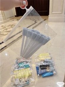 5件/10件超厚拉链袋，适用于文具、玩具、小工具分类收纳、旅行打包、化妆品、透明分类袋