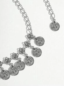 1pc Boho Style Metallic Silver Sexy Waist Chain - Silver - View 5