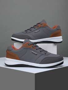 2025 年四季时尚防滑耐磨男士平底鞋适合派对、度假、通勤、户外、购物、日常、工作、休闲、运动、散步、跑步、健身房 2000 年代风格情人节创意 - 灰色 - 查看 18