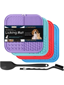 Lick Mat For Dogs And Cats, 7.9inch Licking Pad With Suction Cups, Slow Feeder Pet Bowls For Training And Bathing Grooming Large 3 Packs