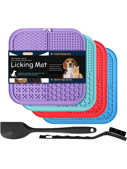 Tapete de lamber para cães e gatos, tapete de lamber de 7,9 polegadas com ventosas, tigelas de alimentação lenta para animais de estimação para treinamento, banho e higiene, pacote com 3 unidades