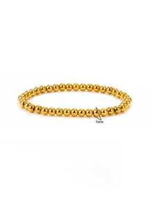 1 Stück goldfarbenes Edelstahl wasserdichtes Perlen Dehnbar Armband für Frauen, nicht anlaufend, stapelbar, kugelförmiges Perlen Design, Geschenk (Perlenanzahl zufällig)