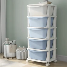 Plastic Drawer Storage Organizer Rolling Cart, With Wheels Casters & 5 Drawers Blue - Blue - View 3