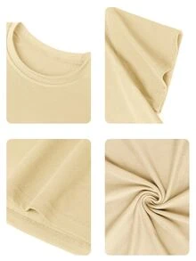 Boys & Teenage Students Casual Printed Crew Neck Short Sleeve T-Shirt, Summer Tops - Apricot - View 4