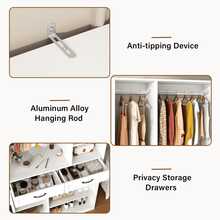 Armoire Wardrobe Closet With 2 Hanging Rods, Bedroom Tall Wardrobe With Adjustable Shelves And 2 Drawers, White Large Armoires With Storage Compartment, Wooden Bedroom Closet For Home Room,  81" X 55" X 15" - White - View 5