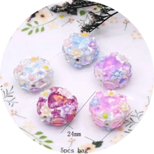 5 pezzi di perle in resina acrilica a forma di fiore di colore casuale per realizzare catene per telefono, accessori per la creazione di gioielli fai-da-te, con resistenza elevata