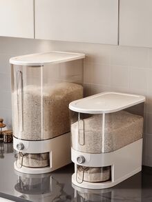 1 件节省空间加厚密封透明可见高端按钮米粒罐，防虫密封罐，多功能厨房储物盒 - 彩色 - 查看 13