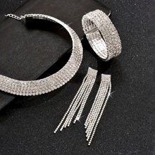 4pcs/Set Elegant Wedding Zinc Alloy & Rhinestone Jewelry Set With June Birthstone, Ideal For Women & Brides To Wear At Weddings