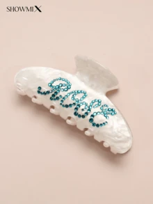 Customized Handmade Crystal Rhinestone Cloud Design Acrylic Hair Clip, Korean Fashion Accessory, Metallic Tone, Elevated Hair Claw For Updo, Colorful, Cute, Adorable, Funny, Kawaii, For Teacher, For Boys And Girls, For Teenagers, Junior High School Students, Middle School Students, High School Senior High School Students, College Students, University Students, Freshman, Sophomore, Underclassmen, Delicate Romance, Fall Decor