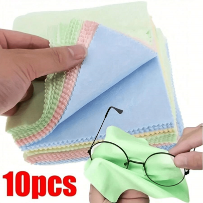 10 Pieces Of Thick Ultra-Fine Fiber Multifunctional Glasses Cleaning Cloth, Mobile Phone Screen, Random Color, Belt, Glasses, School Supplies, Random Color