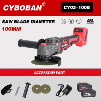CYBOBAN Elektrisch gereedschap, 20V micro haakse slijper, polijstmachine, snoerloos lithium-accugereedschap, uitgerust met 2 4.0Ah-accu's, borstelloos elektrisch slijpgereedschap, 9000RPM, snellader, multifunctioneel snijden, roest verwijderen en slijpen, lichtgewicht en stijlvol, geschikt voor buiten, binnenplaatsen en andere werksituaties.
