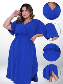 Plus Size Dresses - Royal Blue - View 4