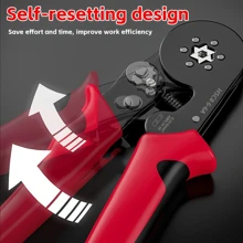 1 pieza Alicates de crimpado eléctricos profesionales - Cabezal ajustable con trinquete, estructura metálica resistente en rojo y negro, herramienta ergonómica de crimpado de tubería para reparación de circuitos eléctricos y mantenimiento de energía (sin batería), alicates de electricista