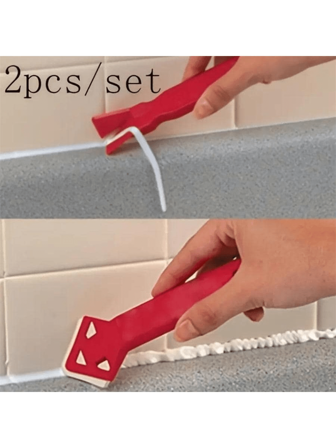 2pcs/Set Silicone Scraper Tools, Angle Design Scraping Tool, Cement Mortar Trowel Kit, Multi-Function Corner Filling Tools