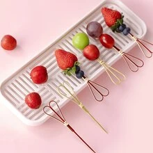 50pcs Bamboo Toothpicks, Fashionable Creative Bamboo Fruit Skewers, Colorful Cocktail, Dessert, Cake, Snack, Sushi Bamboo Picks - Tongkat berbentuk gunting - View 8