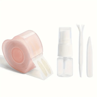4pcs Easy-On Double Eyelid Adhesive Kit - Makeup Brushes & Tools - Hypoallergenic, Water-Activated Formula, Includes Travel Case, Plastic Applicator, And Tweezers For Precise Application And Easy Removal
