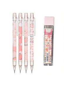 Peach Automatic Pencil Set, With 0.5mm HB Pencil Leads And Adorable Juicy Peach Themed Mechanical Pencils - Lightweight, Pink Themed Design, Suitable For School, Sketching And Drawing, Cute Automatic Pencils (Random Color)