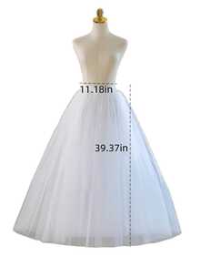 1 pieza Falda de tul de 1m de largo para uso diario, forro suave, para usar debajo de faldas y vestidos, blanco - Blanco - Ver 5