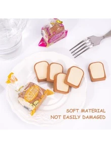 4pcs/Pack Children Bread Shaped Erasers, Cartoon Erasers, Mini Toast Erasers 3D Cute Erasers, Cartoon Pencil Erasers, Drawing Supplies, Kids Painter Artist Sketching Tools, Art Supplies, School Supplies, Kawaii Erasers