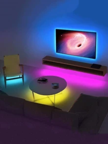 1pc Smart LED Light Strip, Black Disck 24-Key Remote Control, Multi-Color Adjustable, Suitable For Bedroom, Living Room, Home Decor, Room Party, USB Powered, Holiday Decoration, Bar Atmosphere Light - Black - View 5